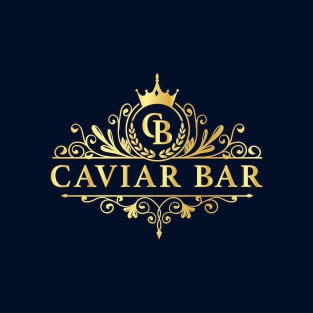 Caviar bar Luxury Gold with letter symbol CB logo design icon element vector suitable for restaurant