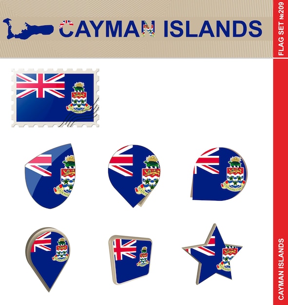 Cayman Islands Flag Set Flag Set 209 Vector