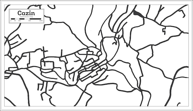 Cazin Bosnië en Herzegovina stadsplattegrond in zwart-witte kleur in retro-stijl geïsoleerd op wit