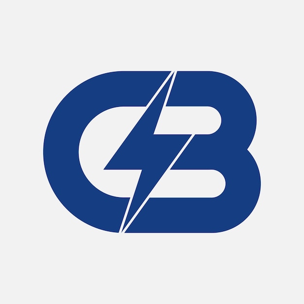 CB Letter Logo With Lighting Thunder Bolt Template