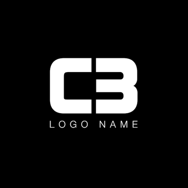 黒と白の色の cb または c3 文字のモダンなロゴ