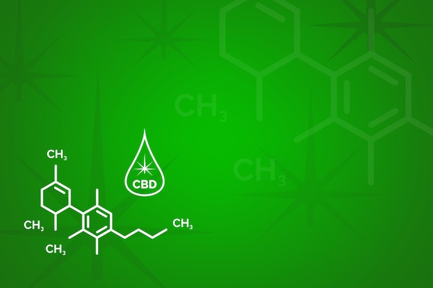 Vector cbd background for banner vector illustration of cannabis molecule logo on green background
