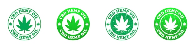 CBD hemp oil icon set Vector illustration