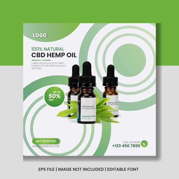 Cbd hemp oil социальные сети и шаблон поста в instagram