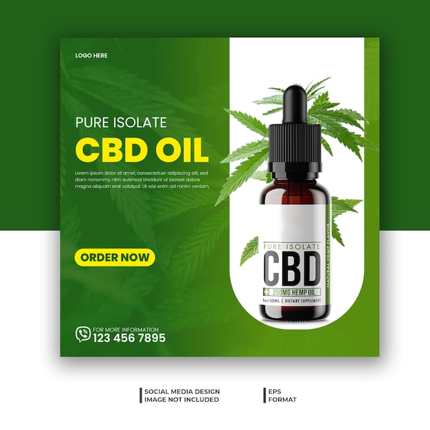 Cbd hennepolie social media marketing postontwerp of instagram vierkant flyerontwerp