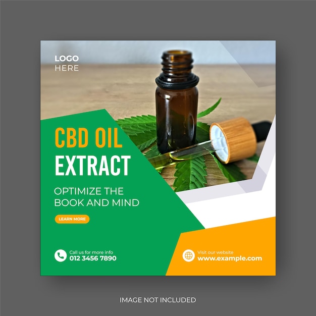 Cbd 천연 대마 오일 소셜 미디어 배너 게시물 템플릿