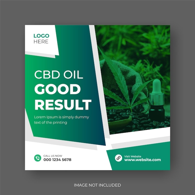 Cbd natural hemp oil square social media banner post