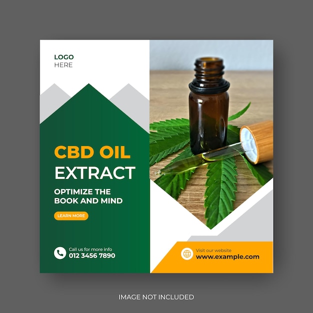 Cbd natural hemp oil square social media banner post