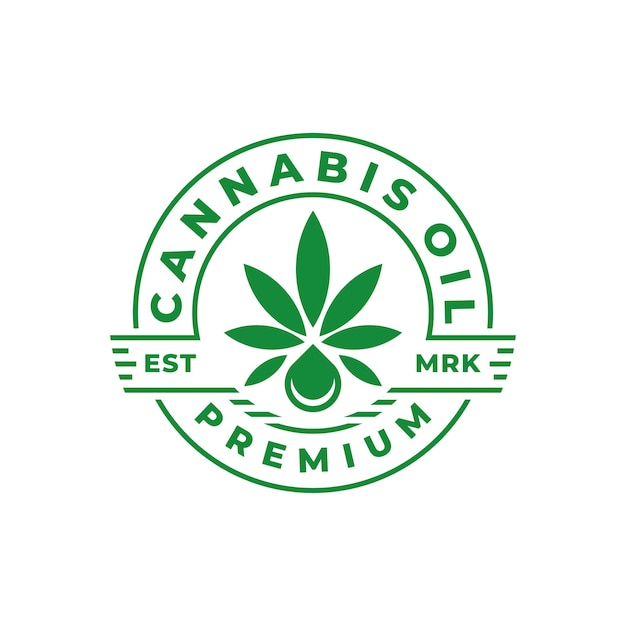 CBD oil cannabis logo emblem template vector