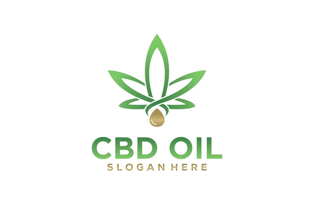 Logo dell'olio di cbd, illustrazione del logo del nome dell'azienda del logo dell'olio di canapa