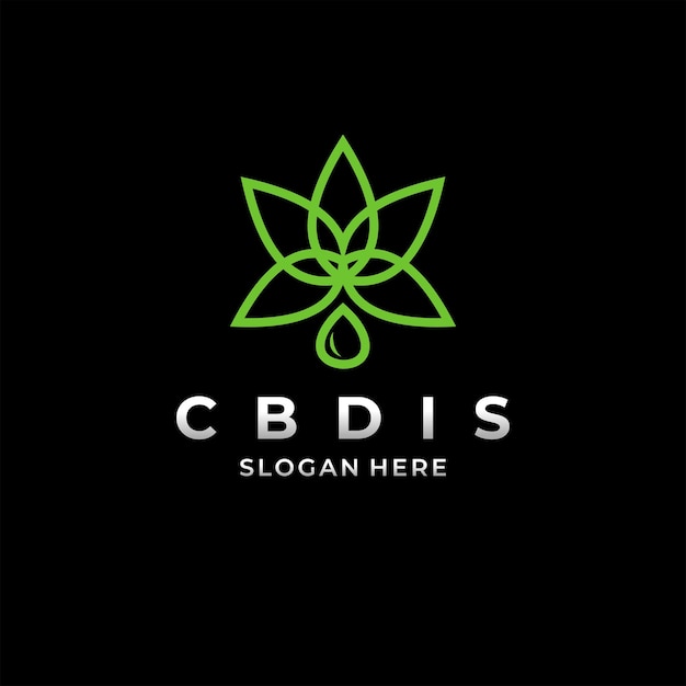 CBD oil logo vector line art
