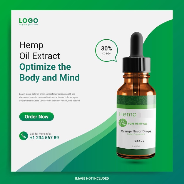 Cbd oil marketing social media post design template