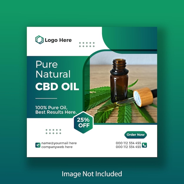 CBD Oil Social Media Banner Template Design Vector