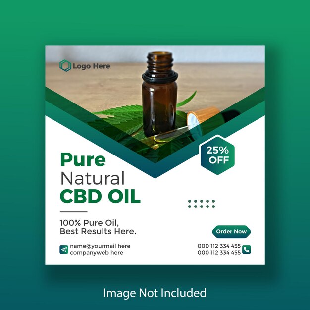 Cbd 오일 소셜 미디어 배너 템플릿 디자인 벡터