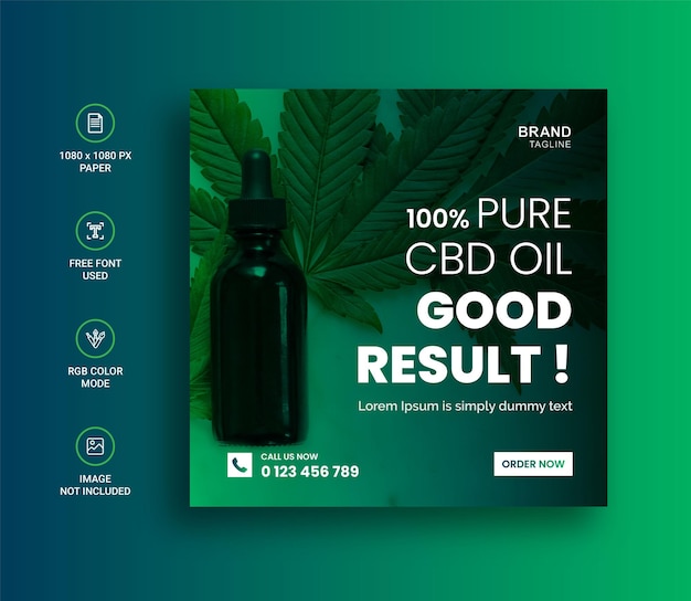 Vettore cbd oil social media instagram post e modello di banner