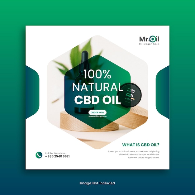 Cbd oil social media post o prodotti di canapa banner web template design premium vector