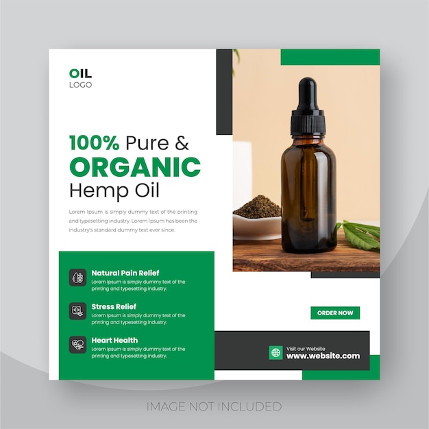 Cbd oil social media post template design for hemp products