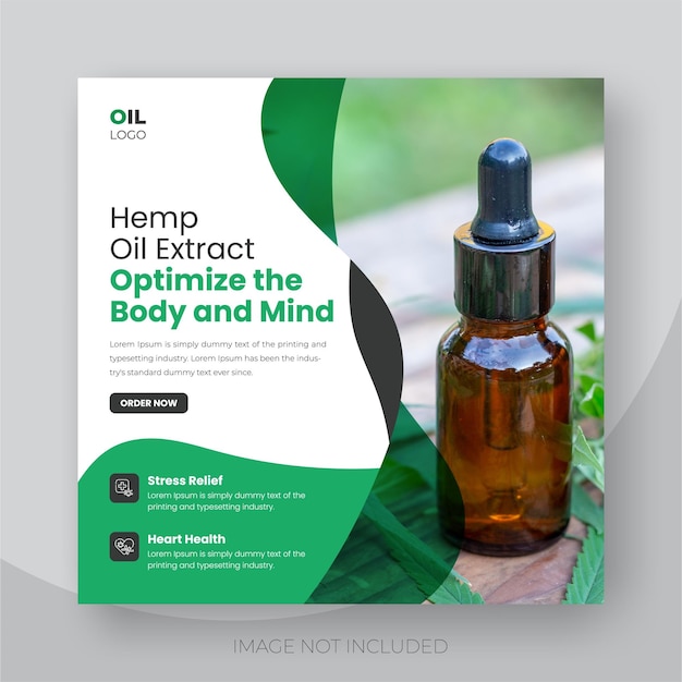 Cbd oil social media post template design for hemp products