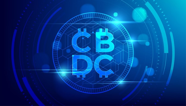 Футуристические цифровые деньги cbdc на синем фоне вектор баннера цифровой валюты центрального банка