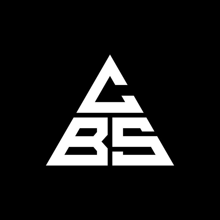 Vector cbs 三角形標誌設計,三角形形狀 cbs 三角標誌設計 單字體 cbs 三角矢量標誌模板,紅色 cbs 三角紋章 簡單 優雅 豪華 標誌
