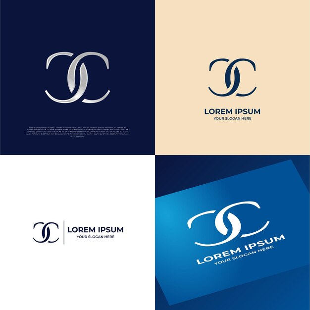 Vector cc initial lettering moderne luxe logo sjabloon voor bedrijven