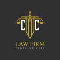 Vector cc initial monogram for lawfirm logo with sword and scale