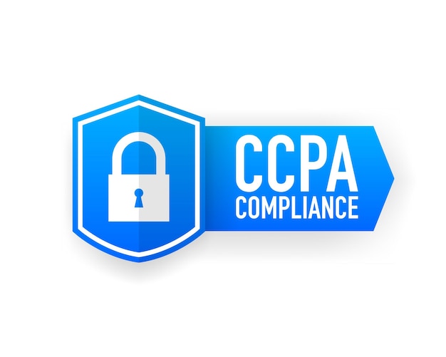 CCPA-naleving banner vector geïsoleerd op een witte achtergrond. Platte badge of label van technologieproces. Vector illustratie.