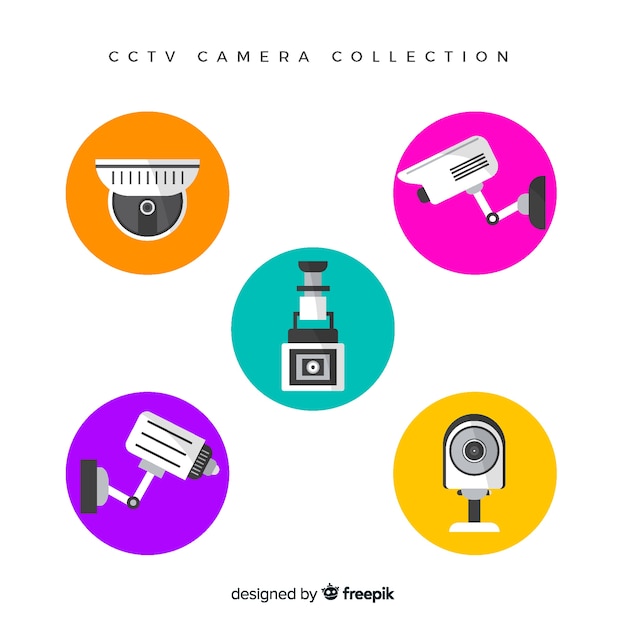 Vector cctv camera collection with flat design