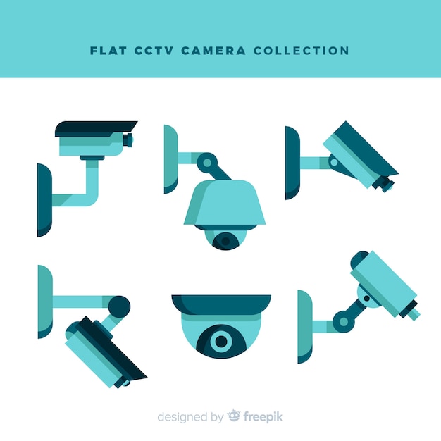 Cctv camera collection with flat design