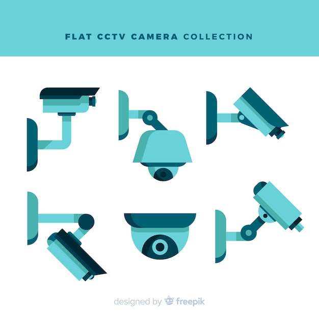 평면 디자인의 Cctv 카메라 컬렉션