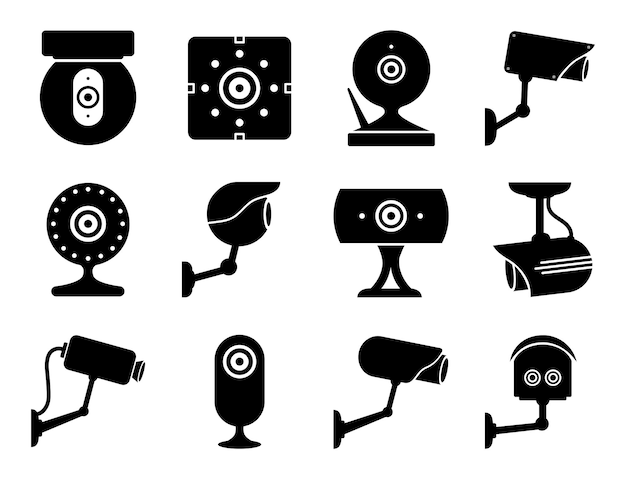 Vector cctv camera icon set vector illustration cctv camera icons