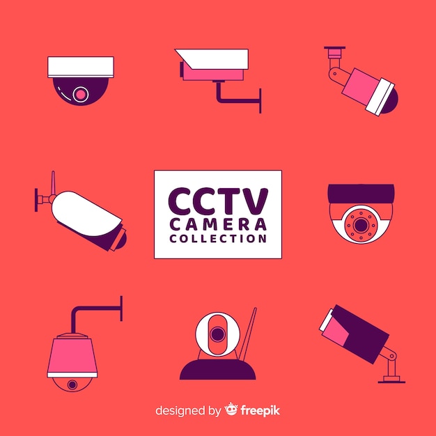 Cctv-camerainzameling met vlak ontwerp