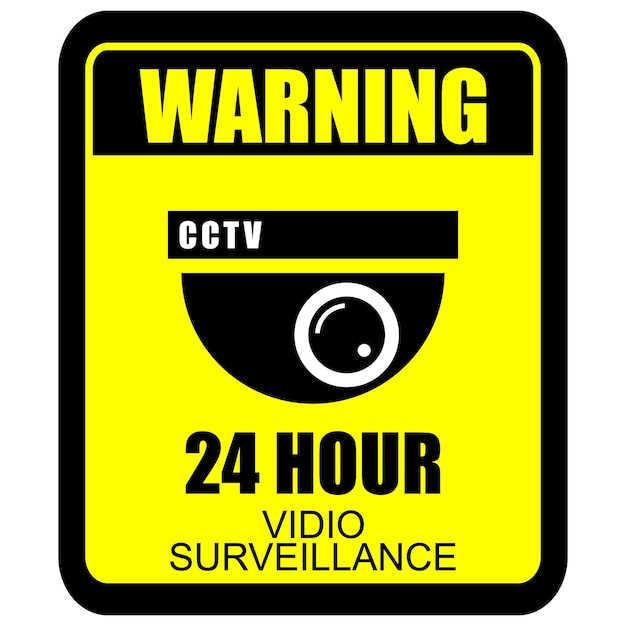 Cctv security sign and sticker vector