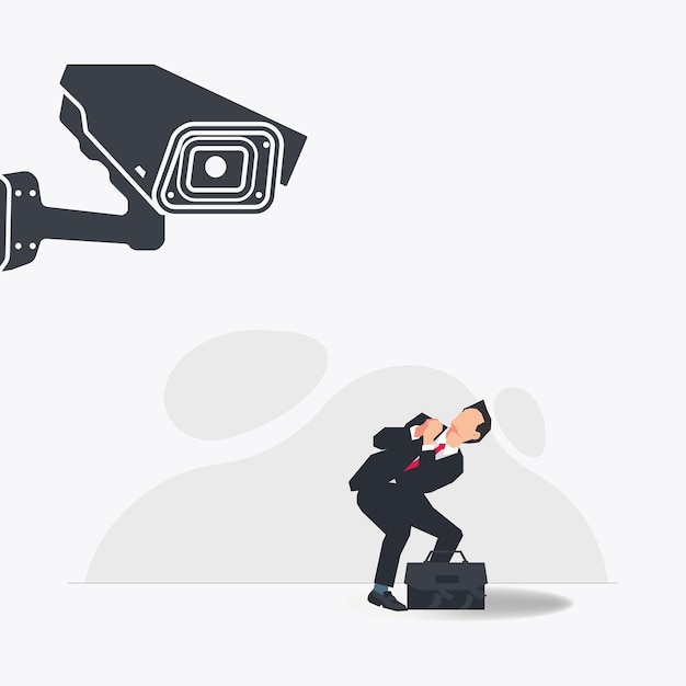Векторная иллюстрация дизайна бизнесмена видеонаблюдения