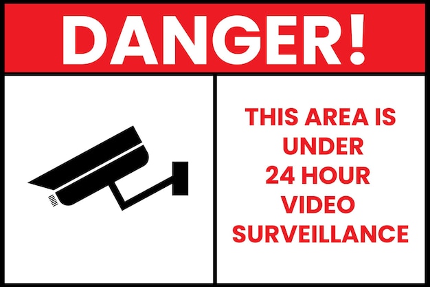 CCTV Surveillance Warning Sign Vector