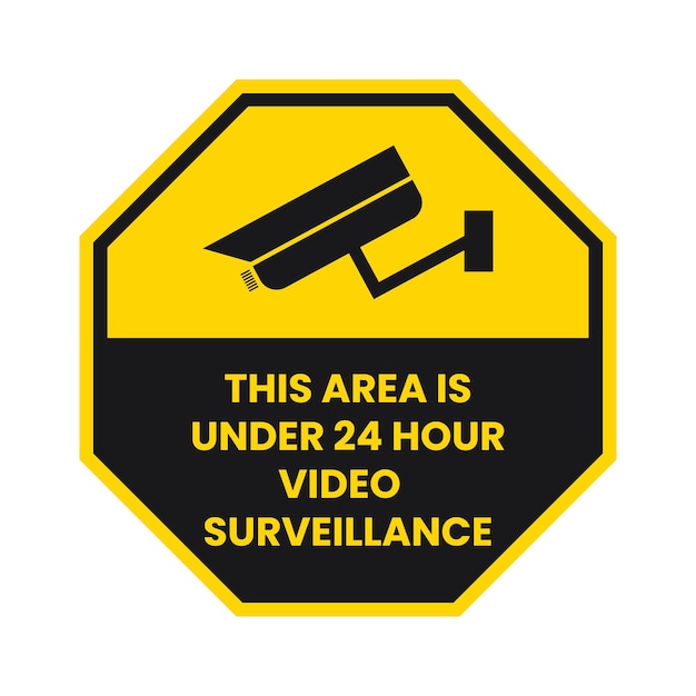 Vector cctv surveillance warning sign vector