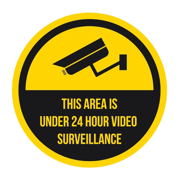 Vector cctv surveillance warning sign