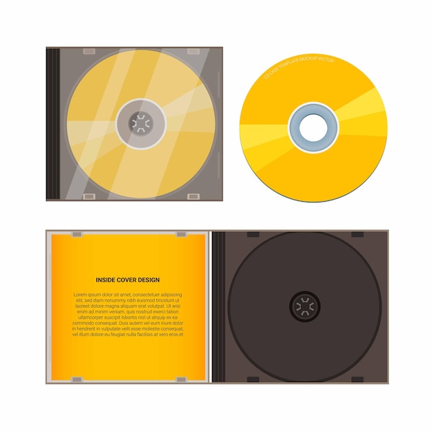 Vector cd case mockup-sjabloon set realistische afbeelding