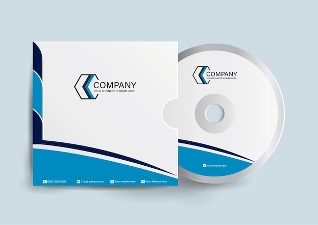 CD cover template design with blue and black shapes