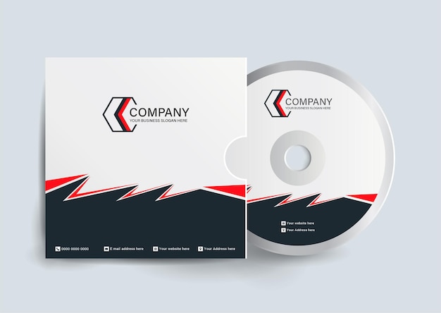 CD cover template design with red and black shapes