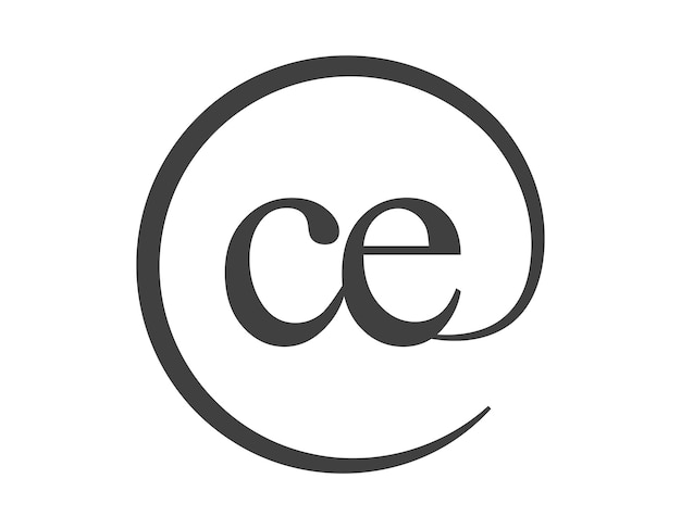 ce logo from two letter with circle shape email sign style c and e round logotype of business company