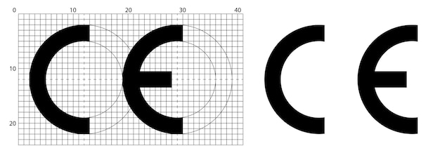 Simbolo di marcatura ce (abbreviazione di conformite europeenne). dimensioni corrette come da foglio di costruzione ufficiale.