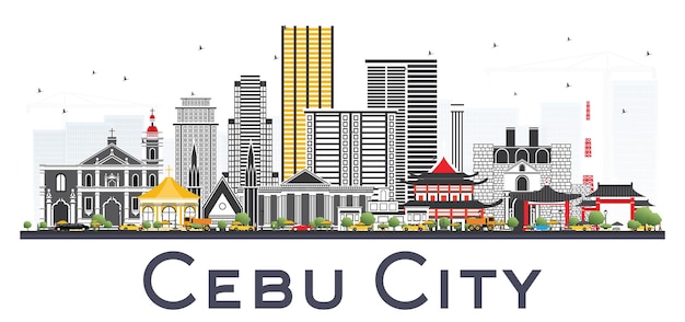 Cebu City Filippijnen Skyline met grijs gebouwen.