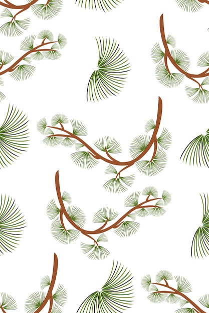 Cedar twig pattern.Evergreen plant and tree seamless pattern, background with pine and fir branch.