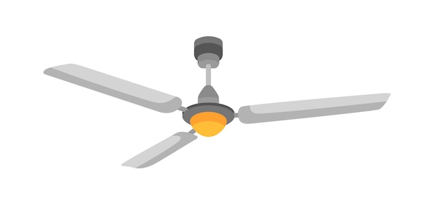 Ceiling fan, ventilator vector illustration. spinning propeller, air cooling device with rotating blades. electric weather control appliance, household object. home interior decor design element.