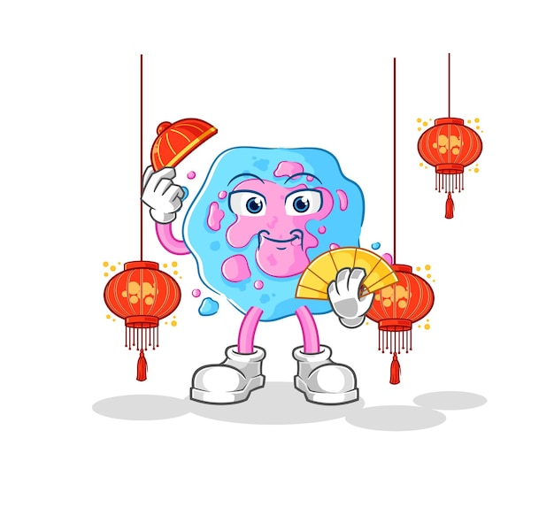 Cel Chinees met lantaarns illustratie karakter vector