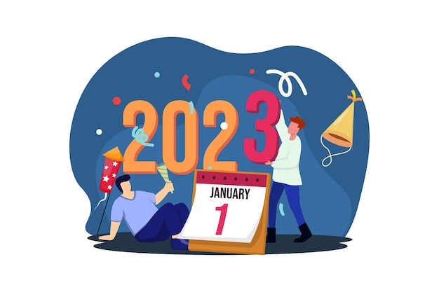 Festeggia il design piatto del nuovo anno 2023