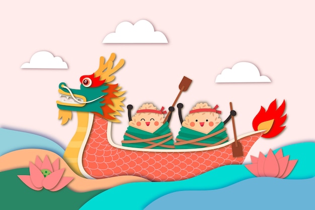 Vettore celebrate chinese dragon boat festival illustrazione