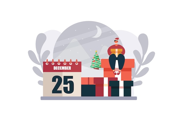 Celebrate Christmas Day Flat Design