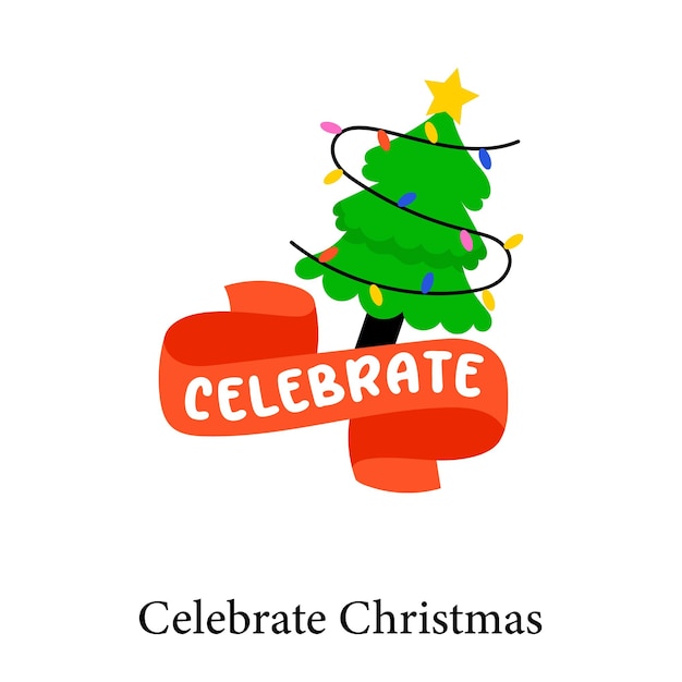 Celebrate christmas flat sticker is up for premium download